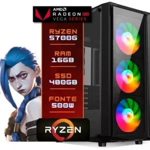 PC Gamer AMD Ryzen 7 5700G Vega 8 16GB DDR4 SSD 480GB Fonte 500W - BESTPC